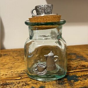 Glass Jar with Cork Lid and Pewter Accents